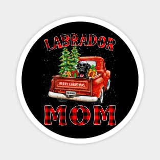 Christmas Labrador Mom Santa Hat Truck Tree Plaid Dog Mom Christmas Magnet